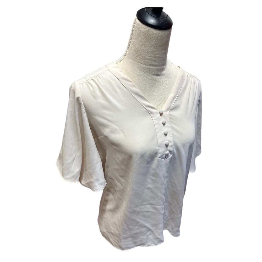 Express Soft Pink T Shirt Blouse with Flutter Sleeves